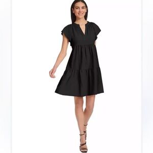 Calvin Klein A Line Split Neck Tiered Dress 2